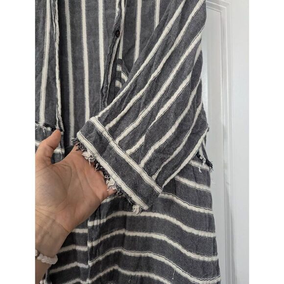 Intimately Free People Mixed Striped Tunic size small gray pocket cardigan - Picture 5 of 8
